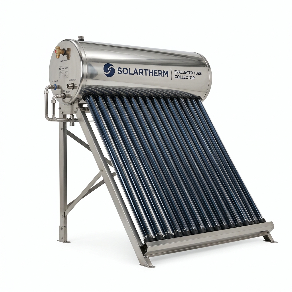 Domestic ETC solar water heater rooftop setup