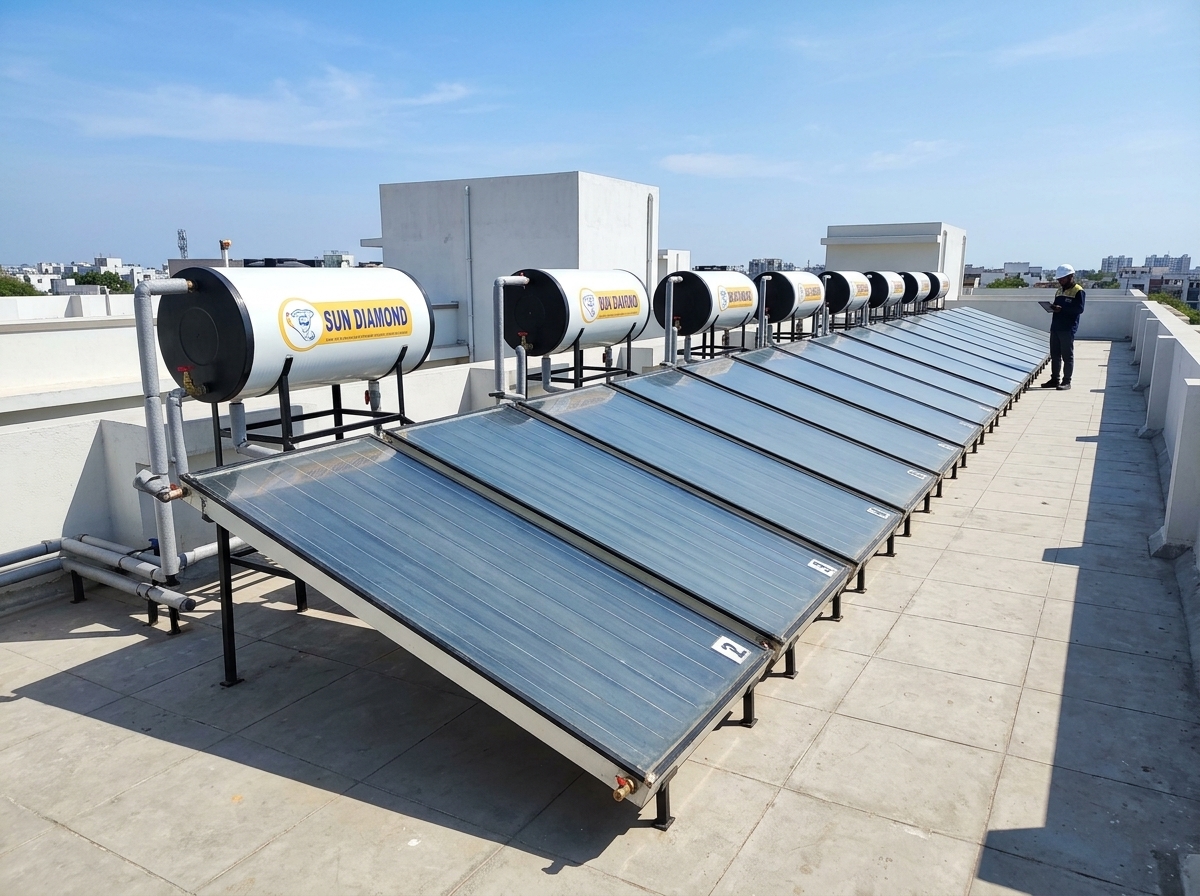 Sun Diamond Commercial Multi-Panel Solar Heating Layout